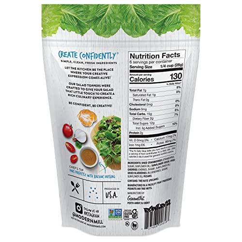 Image of Modern Mill Summer Symphony Mixed Salad Topper By Gourmet Nut - Dried Cranberries,Blueberries,Pecans,Cherries & Sunflower Seeds - Gluten Free,Kosher,Dried Fruit & Nuts Snack -6oz Resealable Bag (3 Pk)