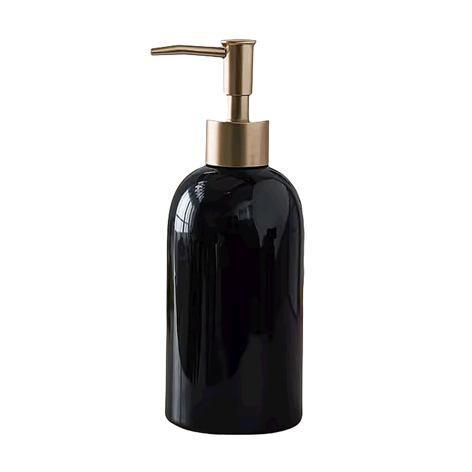 Seifenspender, Keramik-Seifenspender, manueller Seifenspender, Seifenspender mit Pumpe, Handseifenspender (weiß) (Schwarz, 420 ml)