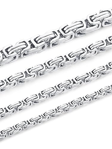 Width 4mm/5mm/6mm/8mm, Length 18-30 Inches Men's Stainless Steel Byzantine Chain Necklace