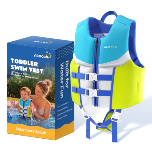AEOCOO Toddler Swim Vest for 50-70 Pounds, Kids Pool Floaties Vest 5-7 Year Old, Puddle Swim Jumper Buoyancy Jacket, Boys, Girls, Niños, Sunny Coast - image 1