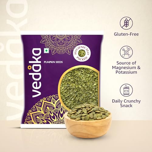 Image of Amazon Brand - Vedaka Raw Pumpkin Seeds | 500 g | Source Magnesium and Potassium | Gluten Free | Daily Crunchy Snacks | Hygienically packed