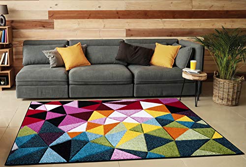 Multicoloured Large Rugs for Living Room Soft Thick Colorful Bedroom Rug Geometric Design Door & Floor Mat (Geo Play, 120 x 170 cm (4' x 5' 6"))