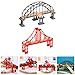 Wooden Train Track Bridge Toy Set 2Pcs Railway Bridge Replacement Compatible with Thomas Friends and Major Train Systems 12.8In Model for Kids Building Play
