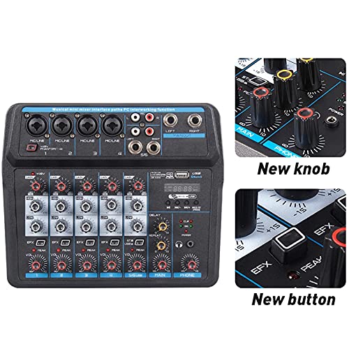 6-kanaals Draagbare Digitale Audio-mixerconsole Met Geluidskaart, Bluetooth, Usb, 48v Phantom Power Voor Dj Pc-opname - Image 3