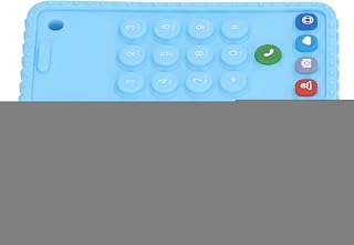 Baby Phone Teether Sensory Toy Silicone Bright Color Simulated Funny Home Teether (Blue)