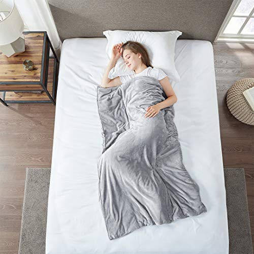 Mp2 Glacier 20 Lb Weighted Blanket With Cover With Nano-Ceramic Beads | Reversible Cooling & Warm Cover For Hot And Cold Sleepers, 60X80 Inches, Grey #TOP3