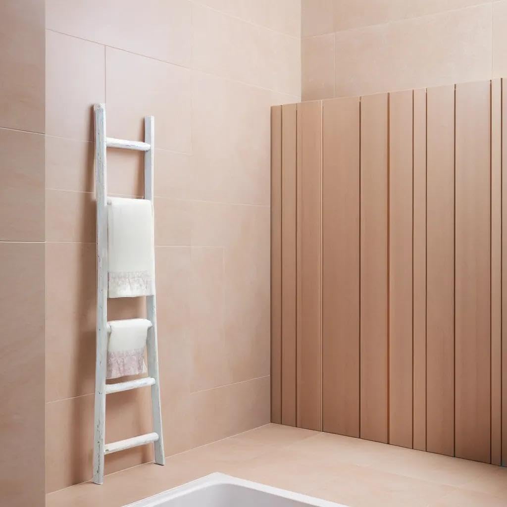 Biscottini Scaletta porta asciugamani bagno 180x8x44 - Scala Decorativa in Legno - Scala portasciugamani - Scaletta legno appendi asciugamani - Scalette portasciugamani da parete Metallo, Bambu