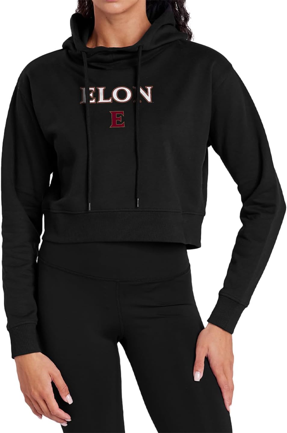 Campus Lab Elon University Arch Logo Secondary Women's Cropped Hoodie Pullover Sweatshirt
