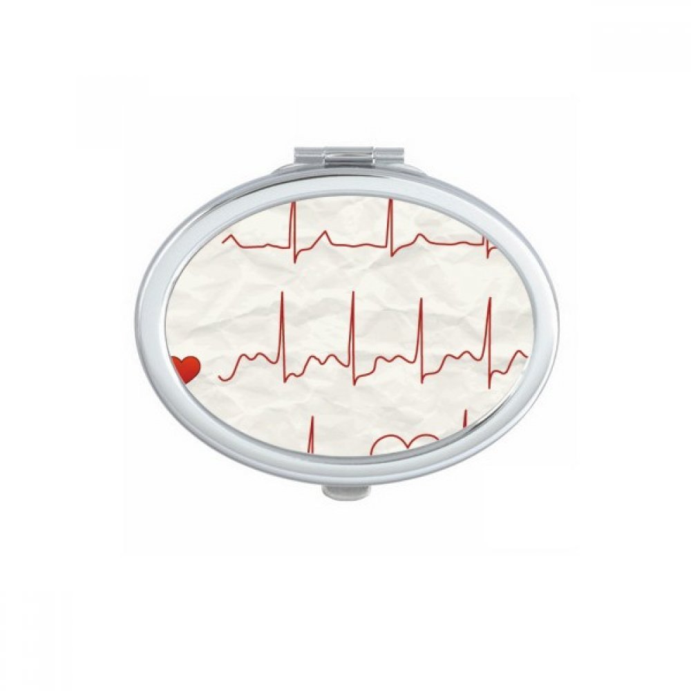 Miroir portable mignon cadeau original avec motif coeur électrocardiogramme