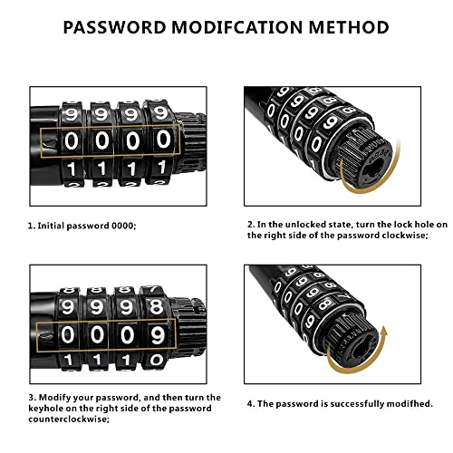 Chiyuyisen Bike Lock Combination Scooter Chain Lock Motorcycle Helmet Lock Cable 4-Digital Safety Code Combination Lock thumb #2
