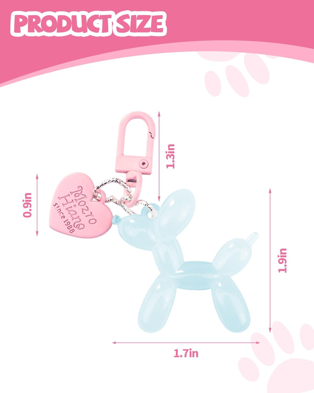 Balloon Dog Keychain for Women, Cute Purse Charm Pendant for Handbag,Keys - Image 2