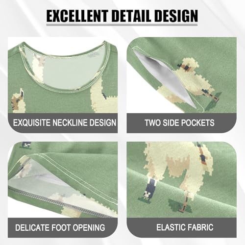 senya Short Sleeve Pajamas Sets Summer Cotton Sleepwear White Black Llama4