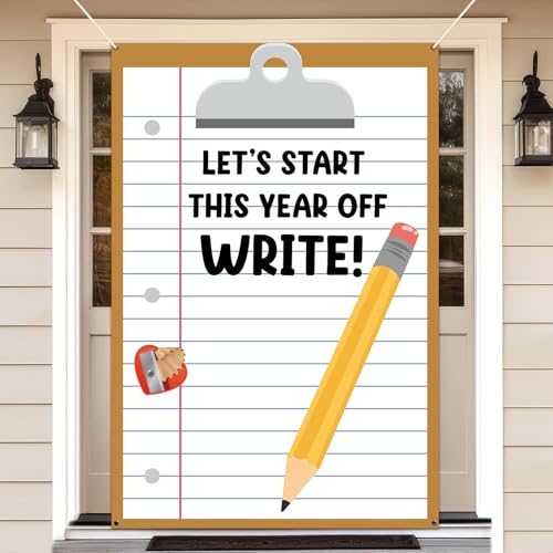 Décoration de bloc-notes et bannière de bienvenue pour porte d'école