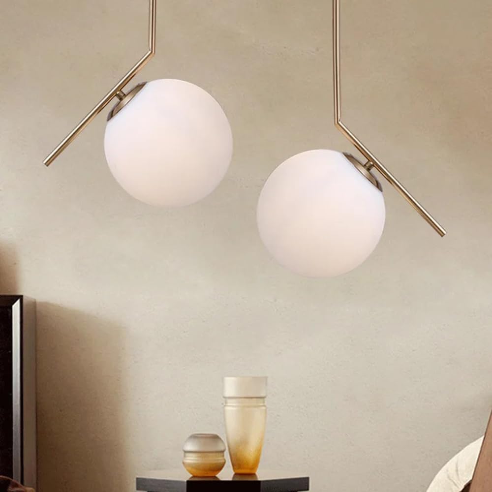 Partenopea® Lampadario a sospensione lampada moderna da soffitto con corpo in metallo color bronzo e sfera in vetro attacco per lampadina G9 (lampadina esclusa, Sfera 20 cm)