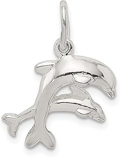 Colar com pingente de golfinhos em prata esterlina 925 com pingente de peixe vida marinha golfinho joias finas para mulheres presentes para ela, Prata esterlina