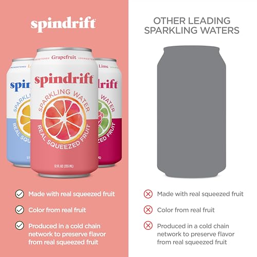 Image of Spindrift Sparkling Water, Core 3 Flavor Variety Pack, Made with Real Squeezed Fruit, 12 Fl Oz Cans, Pack of 24