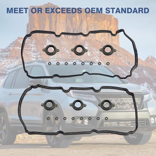 Image of Valve Cover Gasket with Spark Plug Tube Seals Compatible with Honda Acura Vehicle Accord Crosstour Odyssey Passport Pilot Ridgeline MDX RDX RLX TLX 2013-2021, Replace#0362072