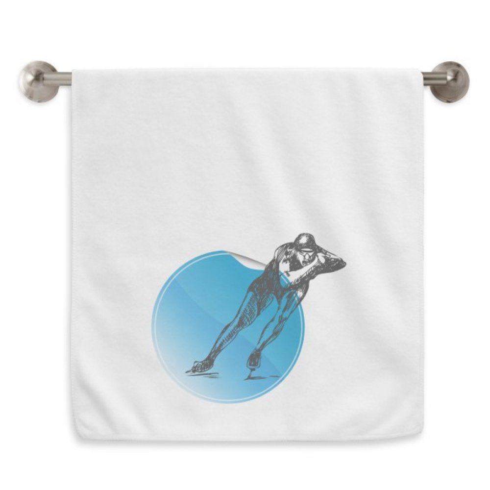 Patinage bleu aquarelle serviette douce sports d'hiver essuie-mains