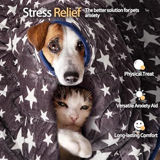 LaSyL Weighted Blanket for Pets | Thunder Blanket for Dogs Anxiety | Premium Soft Minky | Relaxation & Calming & Anti Anxiety | Blue Grey Star, Washable Medium 32" L x 40" W