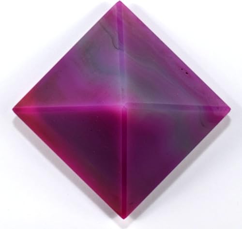 Miniatura 4 de 2.6 pulgadas, 9.88 oz, pirámide de ágata magenta teñida, pulida, natural, calcedonia en capas, piedra preciosa de cristal mineral, muestra de