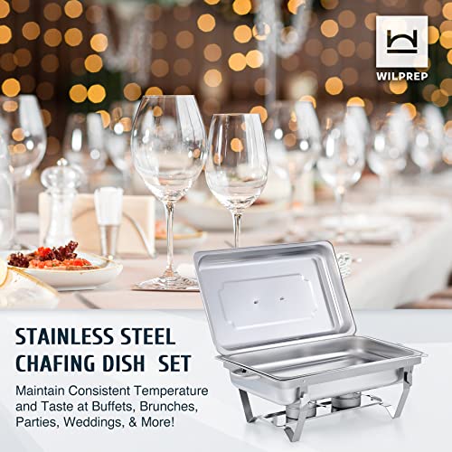 Wilprep Chafing dish set GN 1/1, Warmhoudcontainer inhoud 9 liter van roestvrij staal, Voedselverwarmer met brandpasta… - Afbeelding 3
