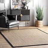 Nuloom Elijah Black/Natural, 6' x 9', Basketweave, Seagrass, Soft and Textured, High Traffic, Stain Resistant, Easy Clean, Durable Area Rug for Bedroom, Living Room, Dining, Den, Foyer, Entryway