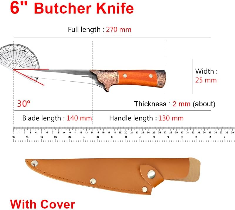 Meat Cleaver,Cleaver Knife Forged Kitchen Boning Knife Meat Cleaver Fish Vegetables Slicing Knife Plastic Handle Butcher Chef Cooking Knives With Cover