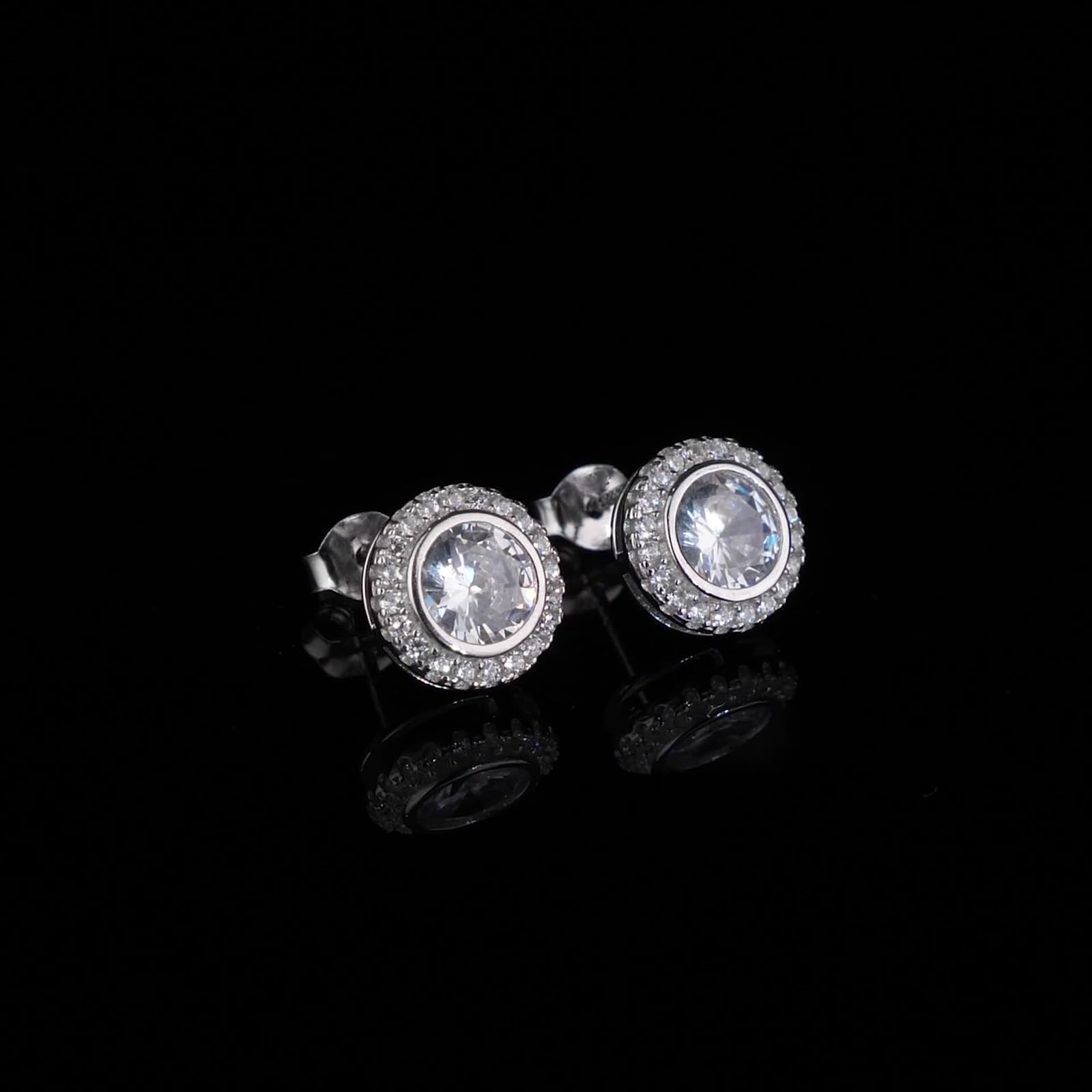 Kolczyki na sztyfcie, białe złoto, białe złoto, 750 585 375, damskie, eleganckie kolczyki damskie, okrągłe kolczyki na sztyfcie, bez niklu, prawdziwe złoto, białe złoto