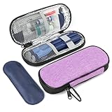 BLK8IGHT Insulin Pen Cooler Travel Case with 2 Reusable TSA Approved Ice Packs, Diabetic Medication Insulated Cooler Bag for Insulin Pens and Other Diabetic Supplies Storage Purple