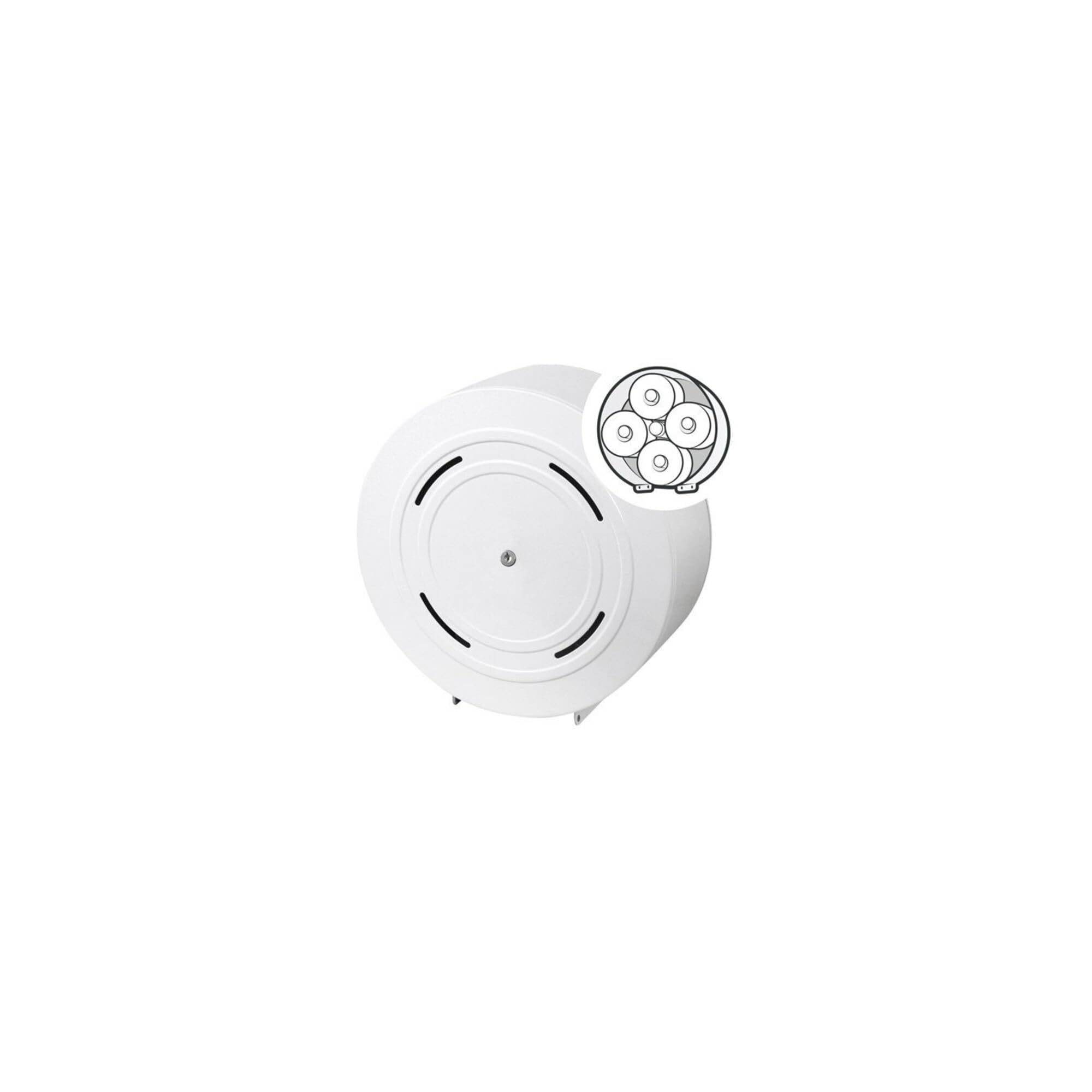 Metal dispensador de papel higiénico Color blanco – para 4 kleinrollen – Se puede cerrar