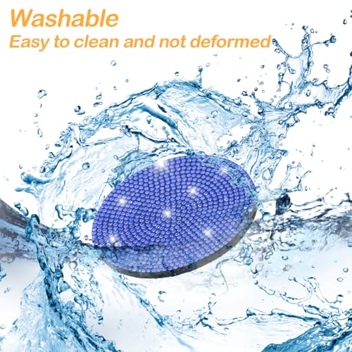 Image of Osilly Bling Car Cup Holder Coaster, 2 Pack Crystal Rhinestone Anti-Slip Insert Coasters, Universal 2.75 Inch Fashion Automotive Cup Mat, Car Interior Accessories Decor Gifts for Women (Dark Blue)