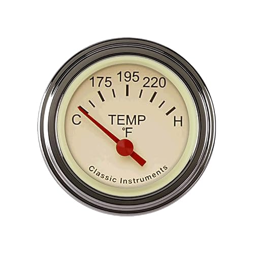 Classic Instruments TE26TSLF Tetra 2-1/8"" Tan Water Temperature Gauge