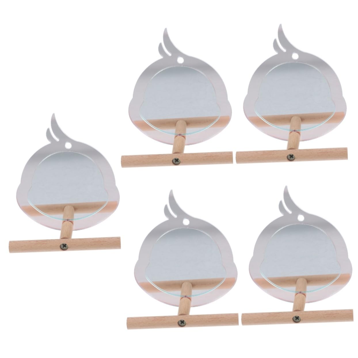 BESPORTBLE 5piezas Percha para Aves De Diseño Adorable Soporte Resistente para Periquitos y Loros Accesorio De Entrenamiento Creativo Espejo para Jaulas De Mascotas