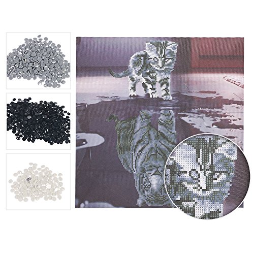Kit de pintura de diamante 5D DIY Decdeal com estampa de gato, mosaico bordado de resina, strass, mo