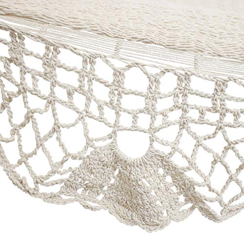 Sunnydaze Deluxe Hand-Woven Cotton Hammock With Spreader Bars - Heavy-Duty 770-Pound Weight Capacity - American Style - Natural #TOP4