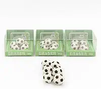 Borrachas em Formato de Bola de Futebol, #1 Soccer, 6 Peças, Tema Esportivo, Caixa Verde