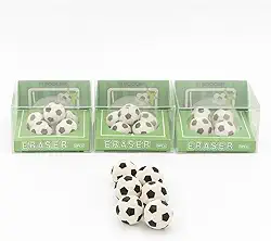 Borrachas em Formato de Bola de Futebol, #1 Soccer, 6 Peças, Tema Esportivo, Caixa Verde