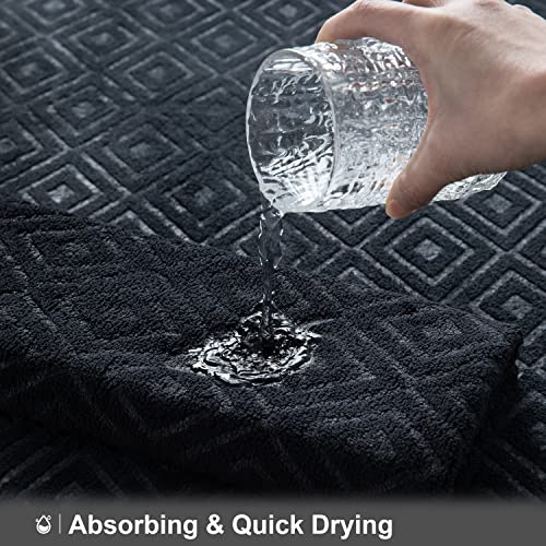 Chino Extra Large Bath Towel Set, 4 Piece Black Oversized Bath Towels 35"X70"-Soft, Quick Dry, Super Absorbent, Diamond Pattern Microfiber Bath Sheets For Bathroom, Beach, Travel, Fitness, Yoga #TOP1