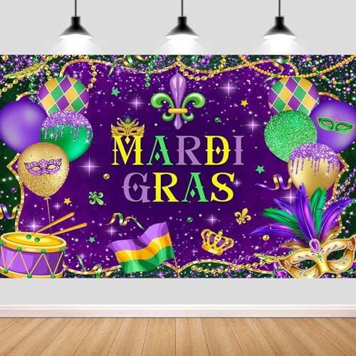 Fondo fotográfico Mardi Gras 7x5ft púrpura dorado miniatura 4
