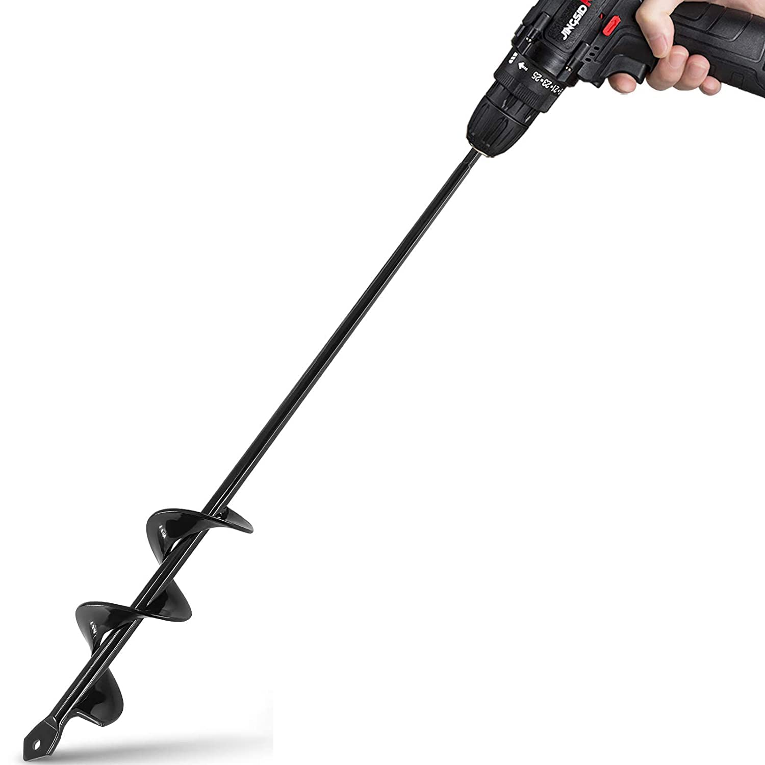 holahomeGarden Auger Spiral Drill Bit 3.5"X 24",Rapid Planter for Planting Flower Bulbs & Bedding - Post Hole Digger for 3/8” Hex Drive Drill