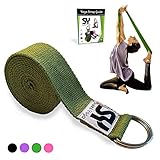 Sukhi Yoga Super Soft Yoga Strap D-Ring, Perfect Stretching, Holding Poses, Improving Flexibility Physical Therapy (Green)