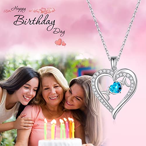 Iefil Mom Gifts Mom Birthday Necklace, Sterling Silver Birthstone Jewelry Mom Mothers Valentines Day Gifts For Mom Christmas Birthday Gifts For Mom November Birthstone Blue Topaz Necklace Jewelry #TOP5