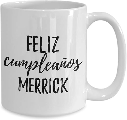 Miniatura 2 de Feliz Cumpleanos Merrick Mug Spanish Happy Birthday Personalized Name Gift Coffee Tea Cup Large 15 Oz