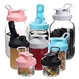 Mason Jar Pour Spout Lid, 8-Pack Regular Mouth Mason Jar Plastic Lids with Leak-proof & Airtight Sea