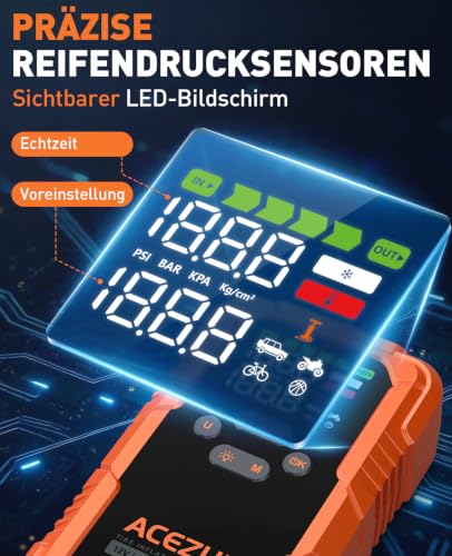 ACEZUK 9000A Starthilfe Powerbank mit Kompressor 160 PSI – Ansicht 4