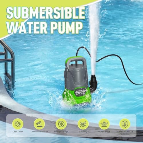 Image of Sump Pump 1HP 4000GPH Electric Thermoplastic Submersible Water Pump