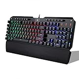 MECHANISCHE GAMING TASTATUR MIT RGB LED Hintergrundbeleuchtung mit exklusiven mechanischen Schalter Outemu Switches (Cherry Blue äquivalent) für ultimative Gaming-Performance (QWERTY US Layout)