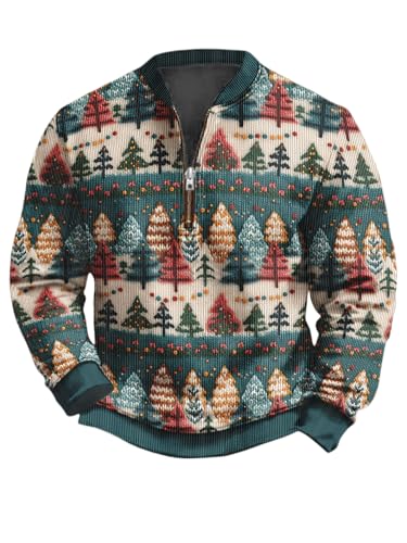 Christmas Sweatshirts for Men Fashion Xmas 3D Graphic Print Sweatshirt Long Sleeve Slim Pullover Tops