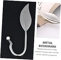 Vista 6 de Bookmark 1Pc Willow s Stationary Book Page Marker Pearl s Leaf Reading Page Clip Stationery Souvenir Alloy Tassel/Silver/2 * 13.5CM
