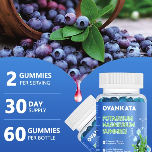 Ovankata Potassium Magnesium Gummies, High Absorption Potassium Citrate And Magnesium Citrate, Chewable Gummy Supplements For Leg Cramps & Muscle Relaxation,60 Count #TOP2